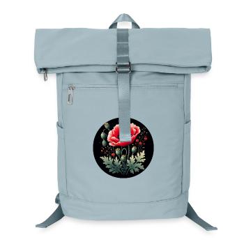 Blumenmotiv Mohnblume Schwarzer Hintergrund - Laptop-Rucksack  - Eisblau - Vorne