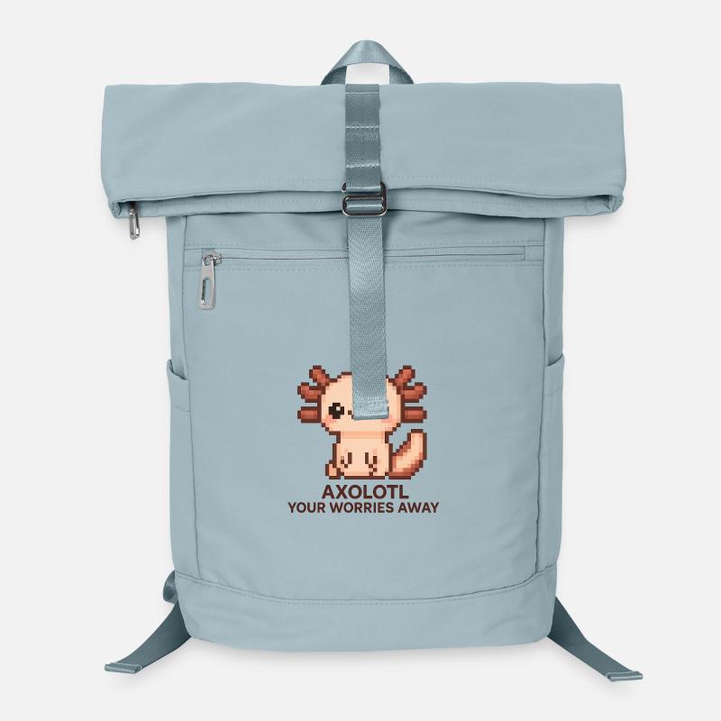 Pixel art axolotl with joke text Laptop Backpack