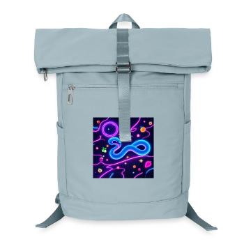 Leuchtende Neon-Schlange mit Fruchtmotiven - Laptop-Rucksack  - Eisblau - Vorne