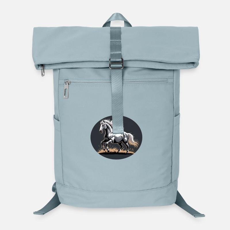 Eleganter silberner trabender Tinker Hengst Laptop-Rucksack 