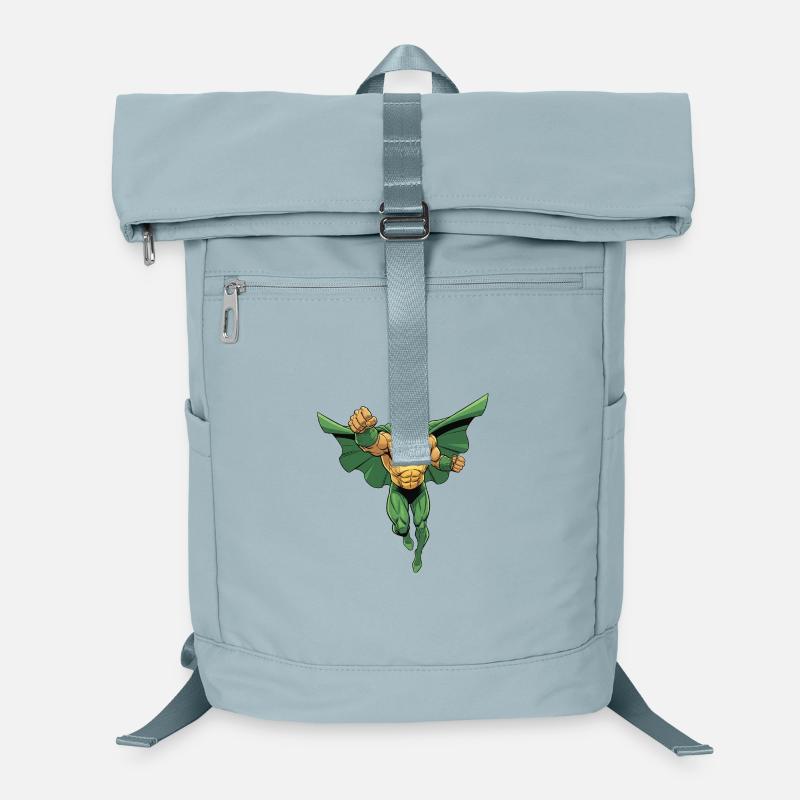 Superheld ohne Haare mit Glatze im Flug Laptop-Rucksack 