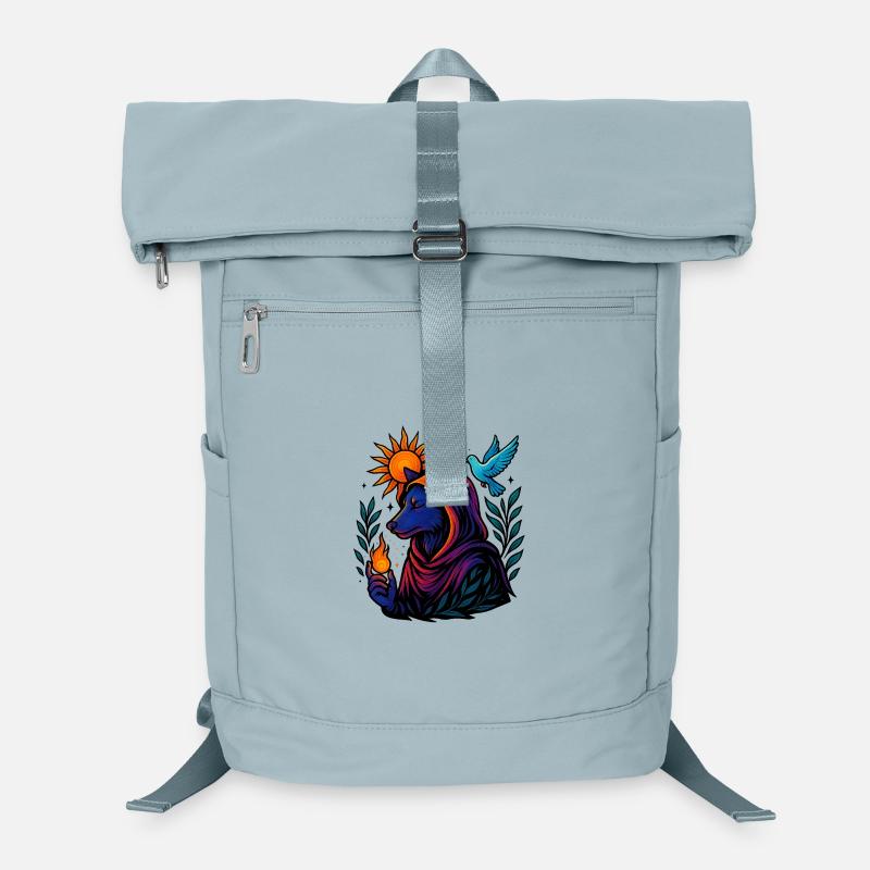 Flamme des Geistes – Kosmische Wolfskunst Laptop-Rucksack 