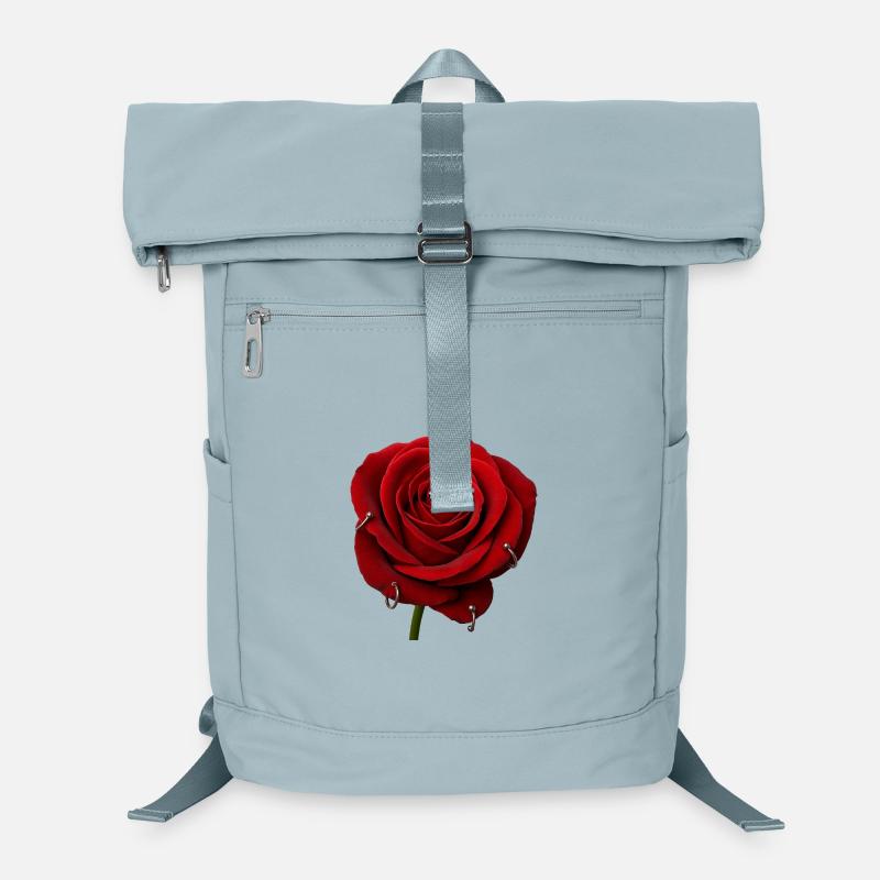 Rote Rose mit Piercings Laptop-Rucksack 