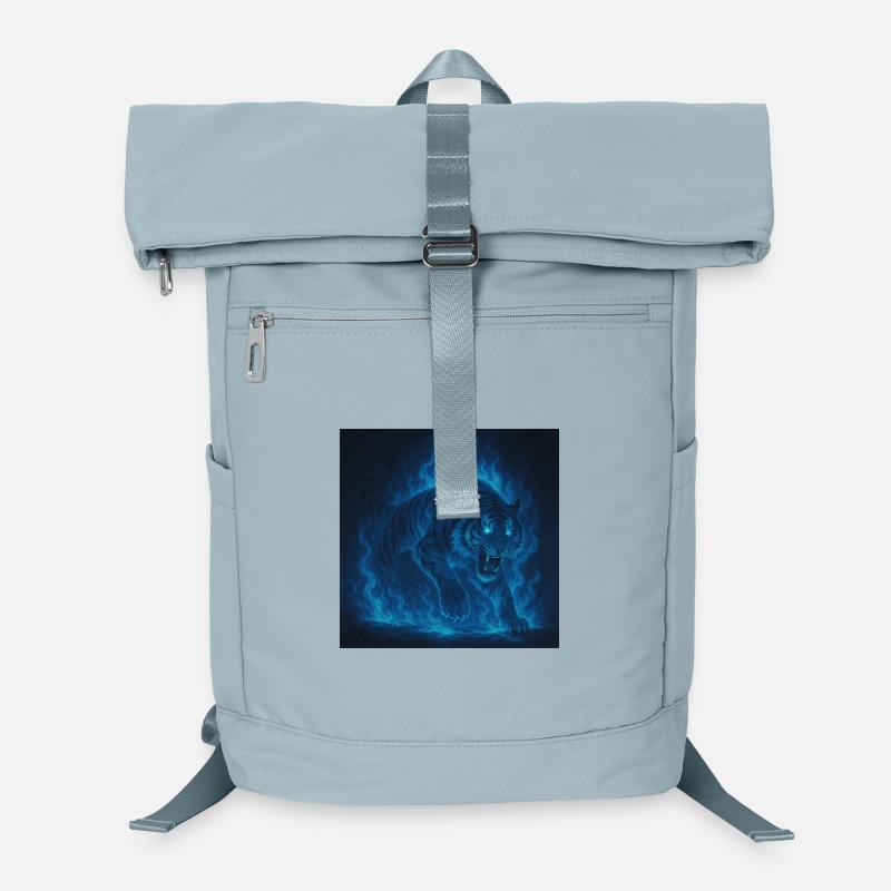 Blue Neon Tiger Flame Laptop Backpack