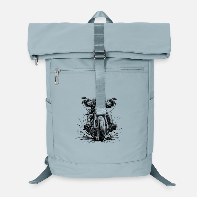Chopperfahrer frontal im Comic-Stil Laptop-Rucksack 