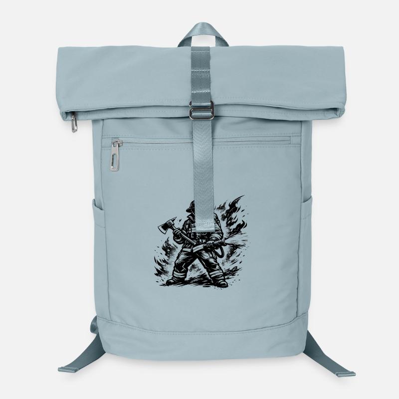 Heroischer Feuerwehrmann Comic Stil Schwarz Weiß Laptop-Rucksack 