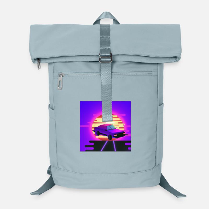 Voiture Retrowave/vaperwave. Sac à dos ordinateur