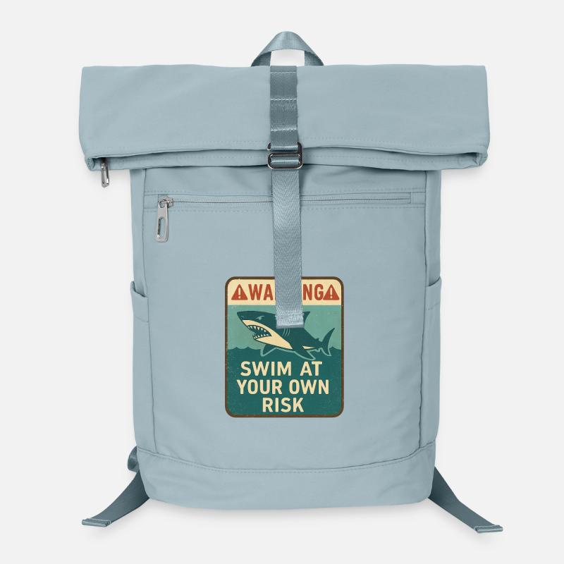 Warning sign with shark and inscription Laptop Backpack
