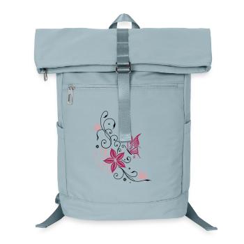 Flowers with filigree floral ornament. Feminine. - Laptop Backpack - ice blue - Front