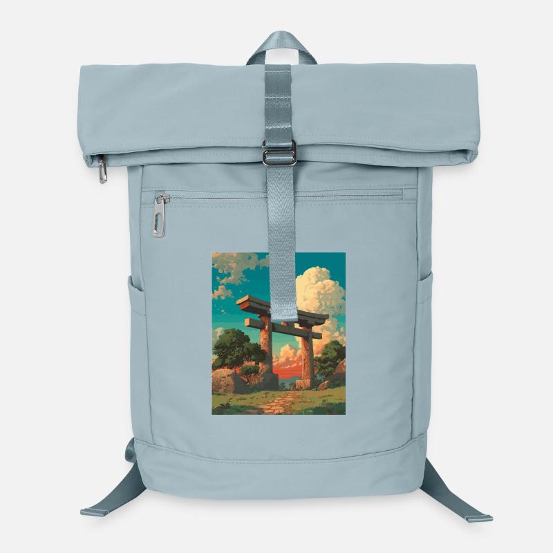 Coucher de soleil derrière la porte traditionnelle Torii Sac à dos ordinateur