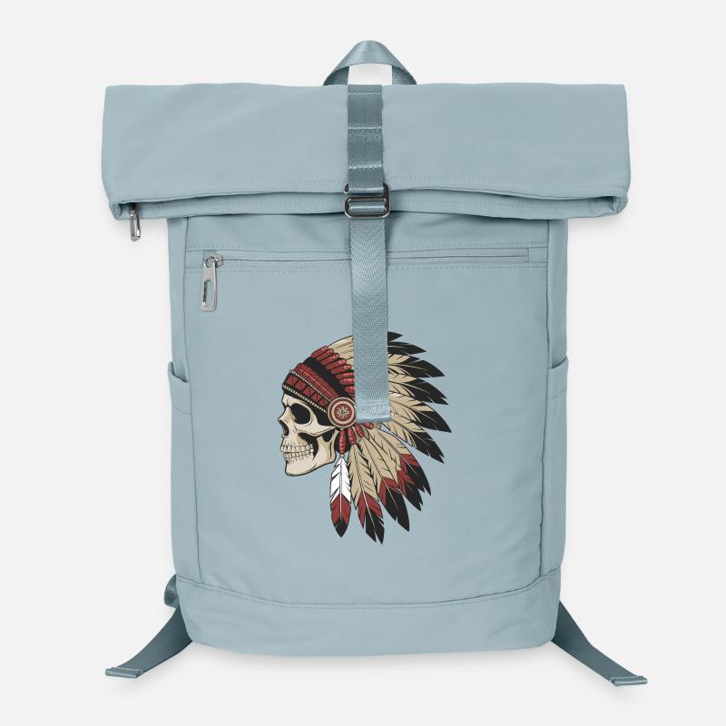 Indischer Totenkopf mit traditionellen Federn Laptop-Rucksack 
