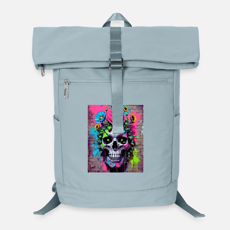 Totenkopf Blumen Laptop-Rucksack 