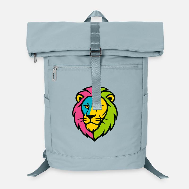 Farbenfroher Wildlöwe – Kunstfarben springen hervor Laptop-Rucksack 