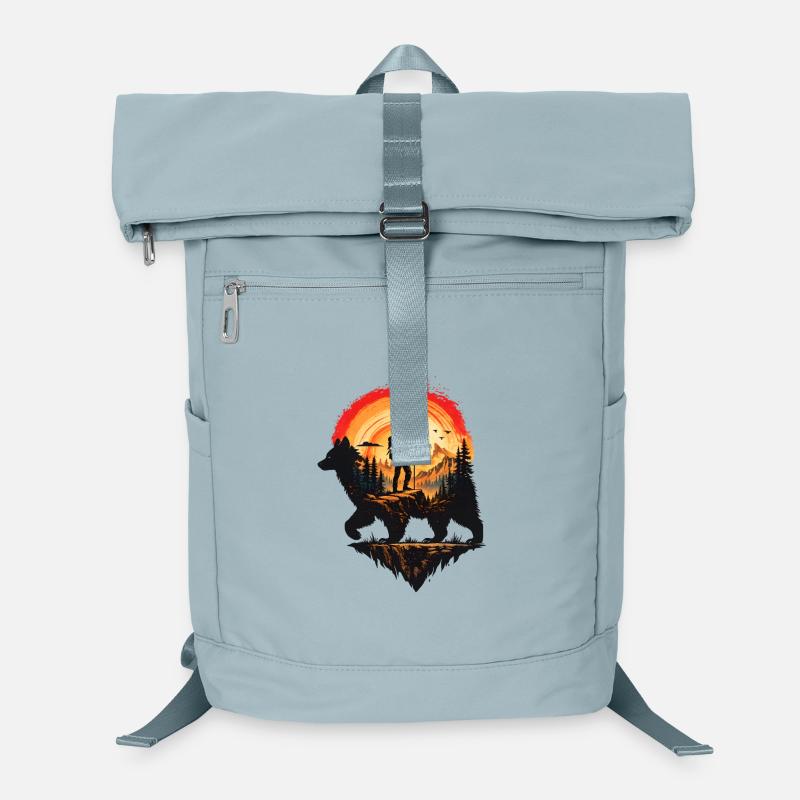 Hiker and Bear at Sunset Laptop Backpack