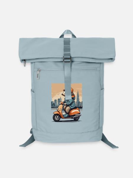 Süßer Igel auf Motorroller - Laptop-Rucksack  - Eisblau