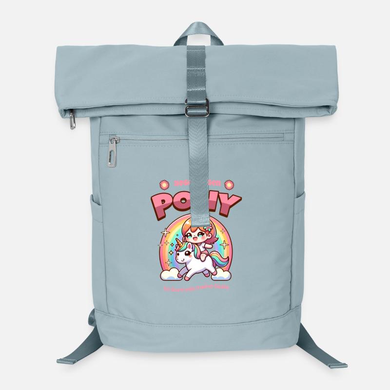Rainbow Pony Cuddle Art dans le style Kawaii Sac à dos ordinateur