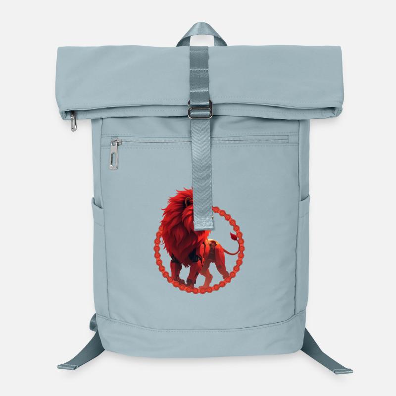 Red Cyber Lion in Ring Laptop Backpack