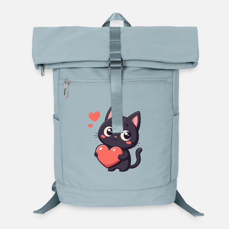 Schwarzes Katzen-Kawaii-Herz Laptop-Rucksack 