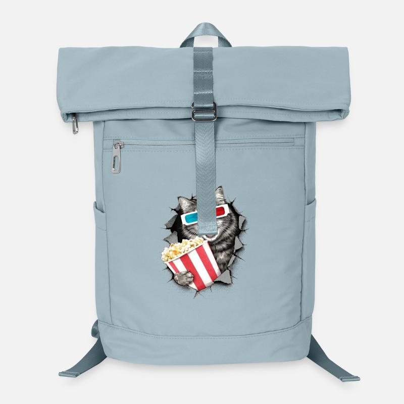 Katze mit 3D-Brille – Kino Halftone Design Laptop-Rucksack 