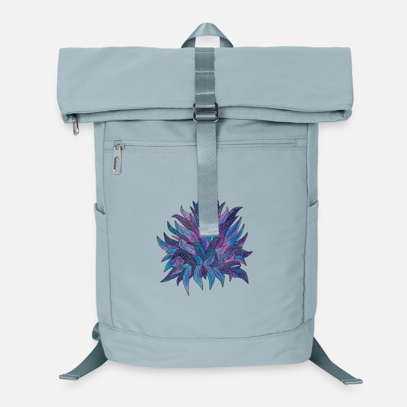 Motif de feuilles bleu violet Sac à dos ordinateur