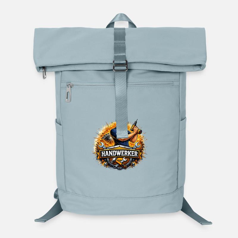 Handwerker Logo – Comic Style mit Bohrer Laptop-Rucksack 