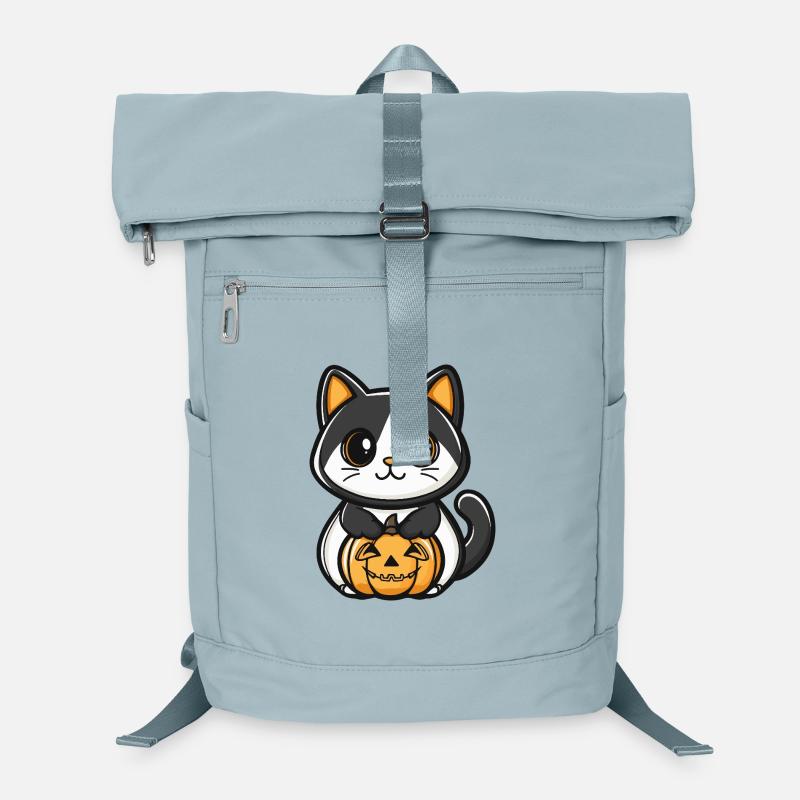 Chat Citrouille Halloween Sac à dos ordinateur