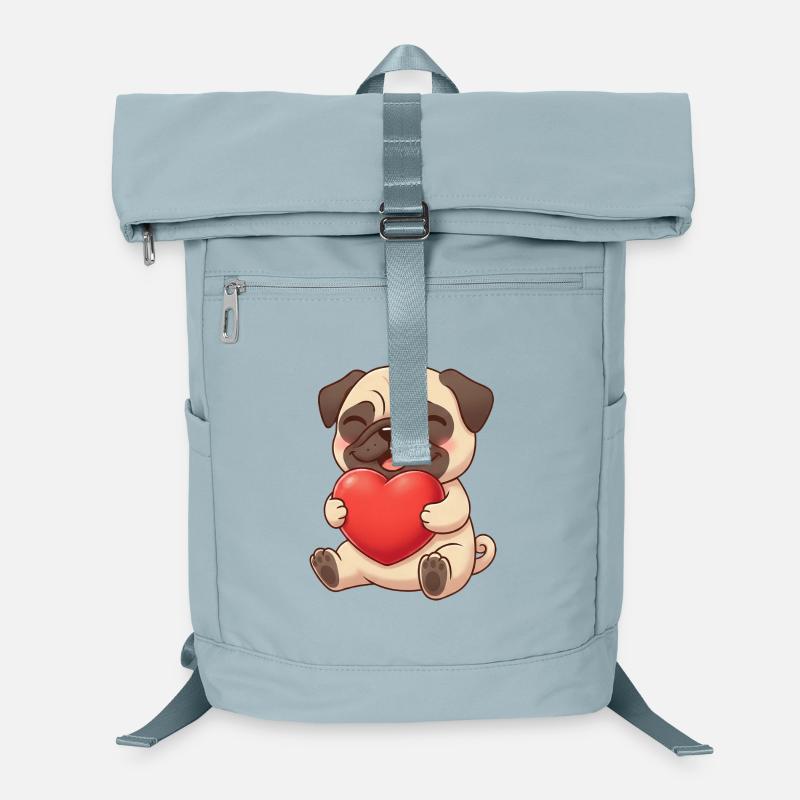 Süßer Mops Herz Valentinstag Cartoon Lustig Laptop-Rucksack 