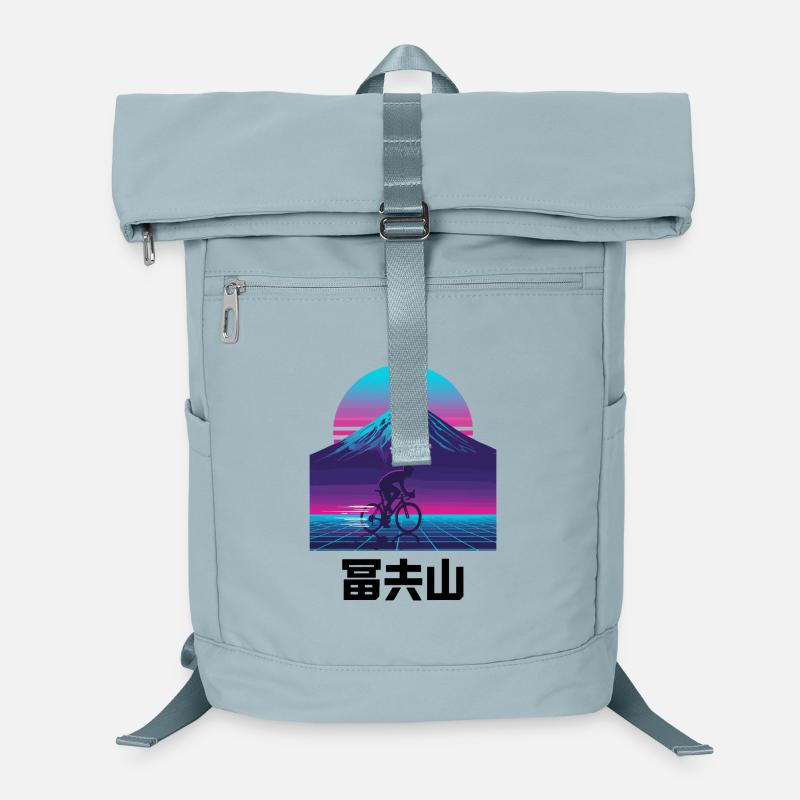 Retro-Neon-Radfahrer am Sunset Mountain Laptop-Rucksack 