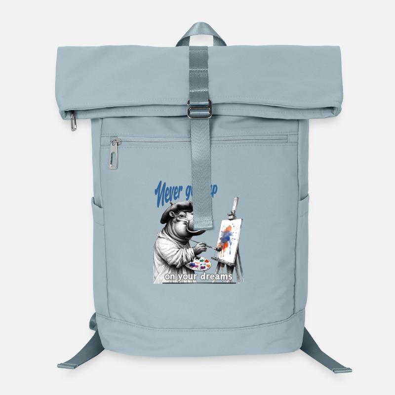 Never give up Painter Hippo Laptop Backpack