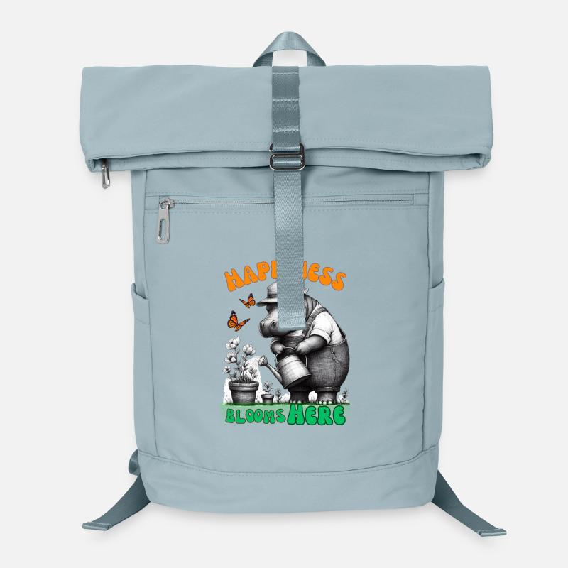Glück blüht hier Gartenarbeit Nilpferd Laptop-Rucksack 