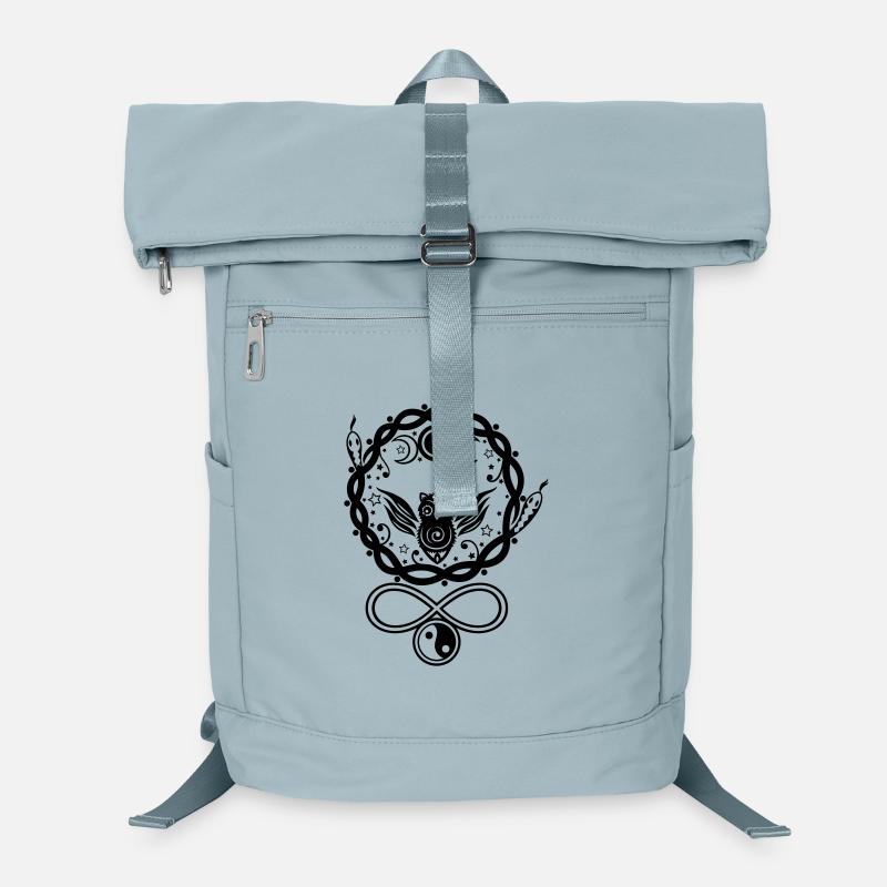 Mystische Hekate Eule mit Symbolen und Mond Laptop-Rucksack 