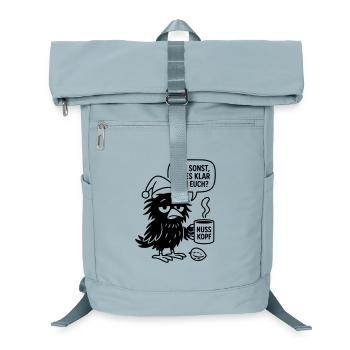 Niedlicher Rabe mit Tasse und Sprechblase - Laptop-Rucksack  - Eisblau - Vorne