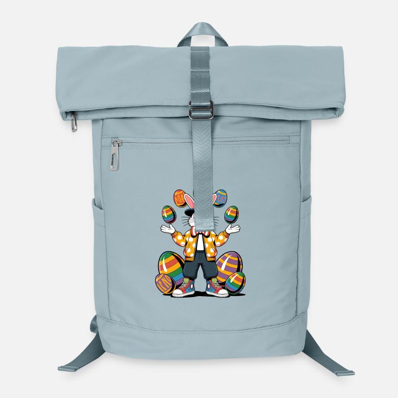 Bunter Osterhase mit Eierkranz Laptop-Rucksack 