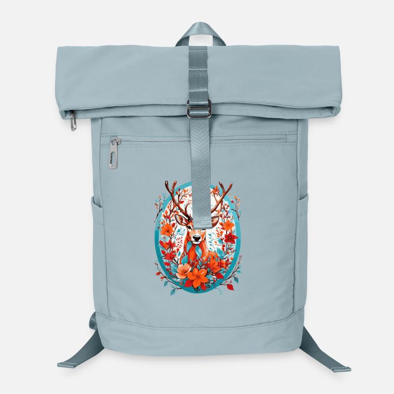 Hirsch mit Blumen Laptop-Rucksack 