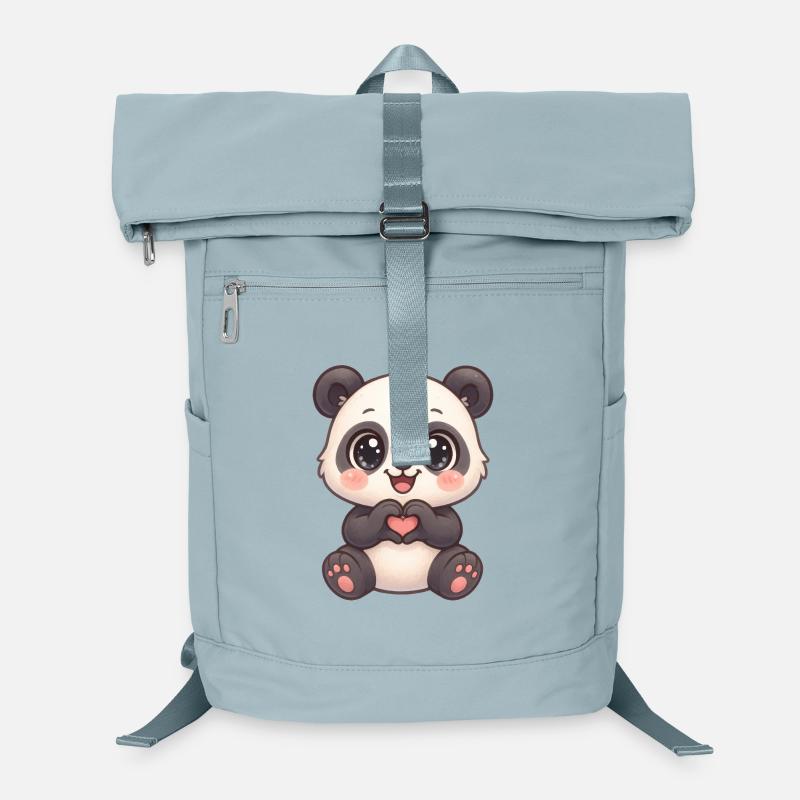 Panda mignon avec des mains en forme de cœur Sac à dos ordinateur
