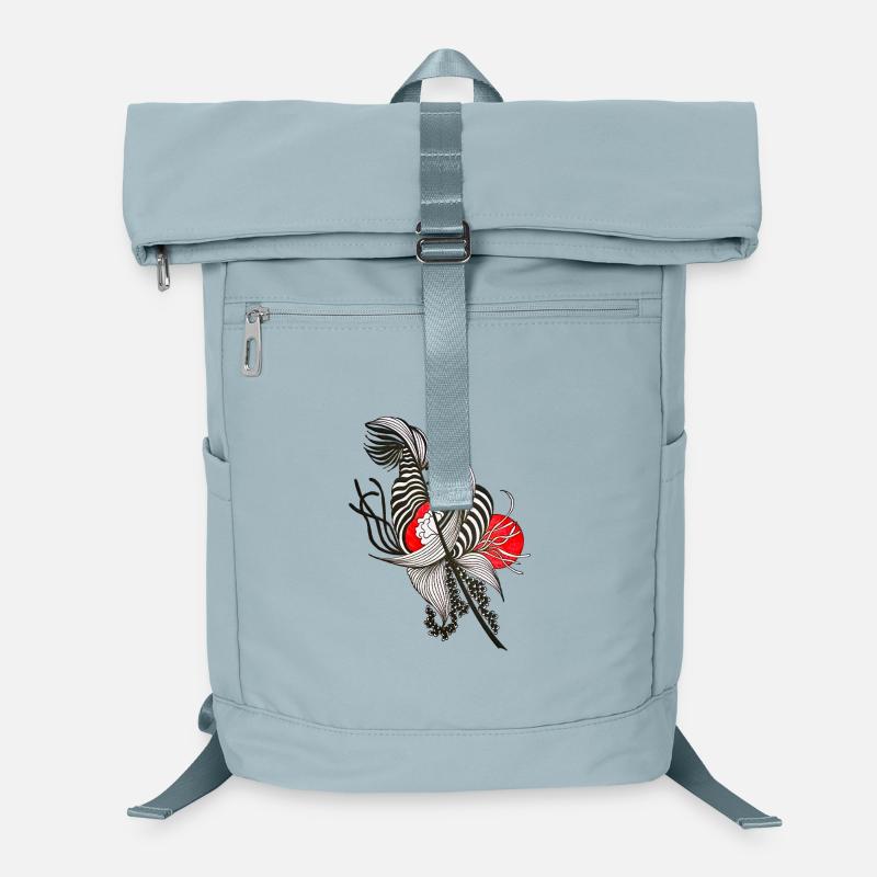 Fleur rayée contrastée Sac à dos ordinateur