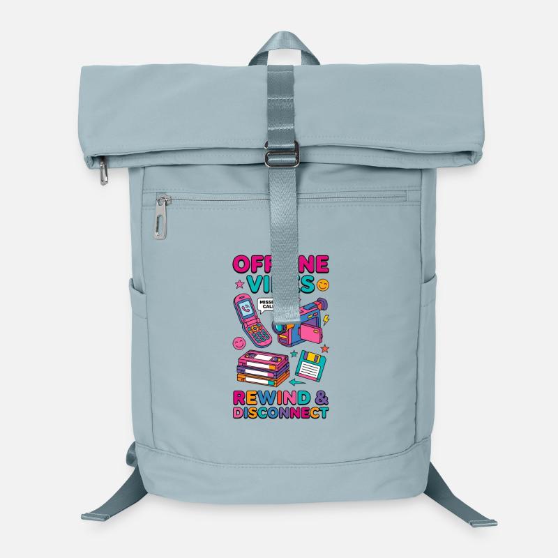 Offline-Vibes – Retro 90er Vintage Tech - Laptop-Rucksack  - Eisblau
