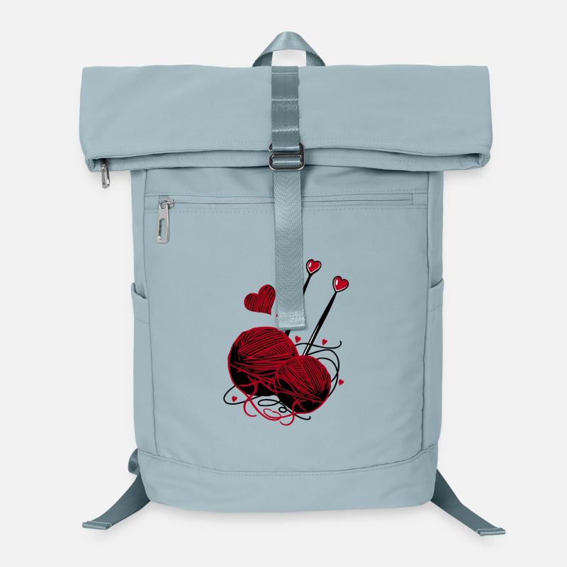 Wool, Knitting Needles and Hearts – Handmade Fan Laptop Backpack