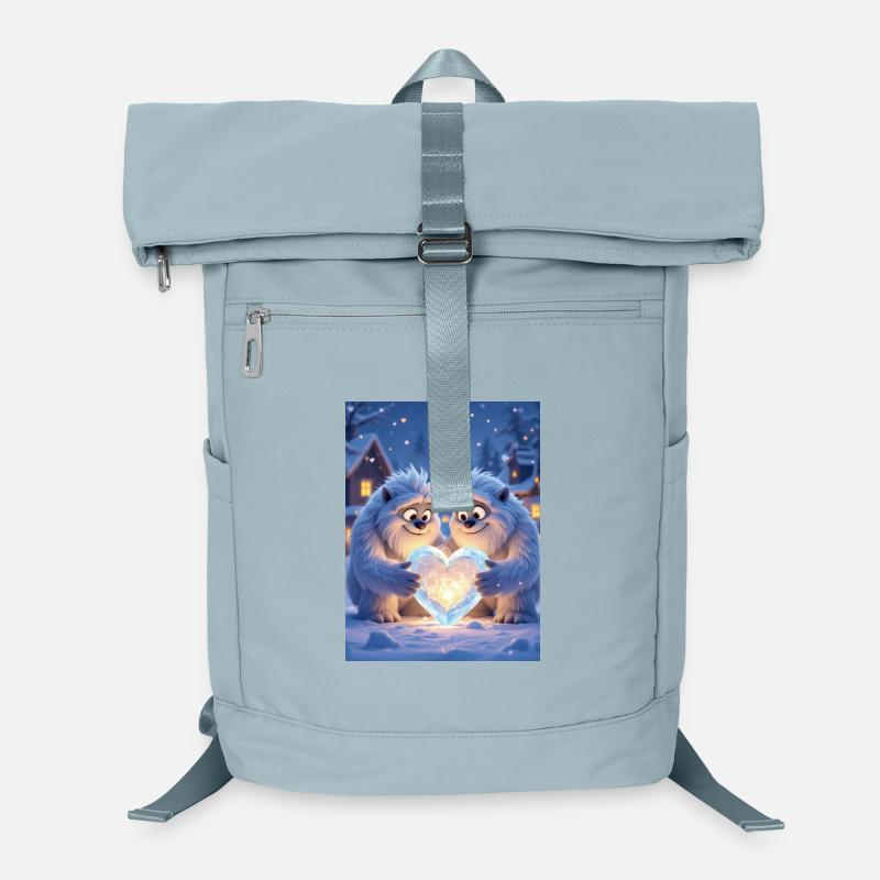 Romantisches Yeti-Paar, das gemeinsam Herz schnitzt Laptop-Rucksack 