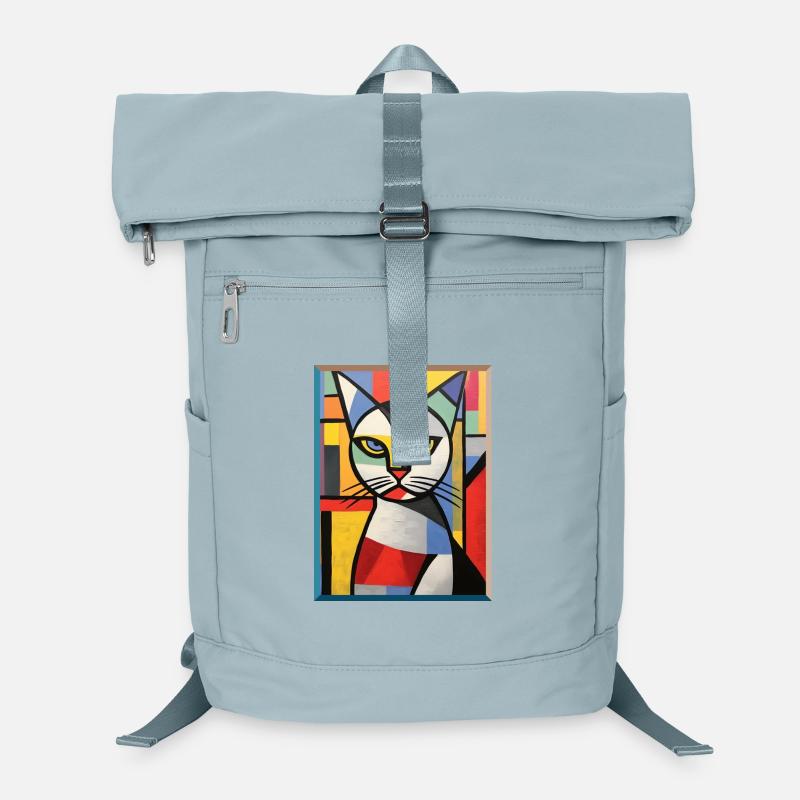 Tête de chat abstraite en blocs de couleur style Pop Art Sac à dos ordinateur