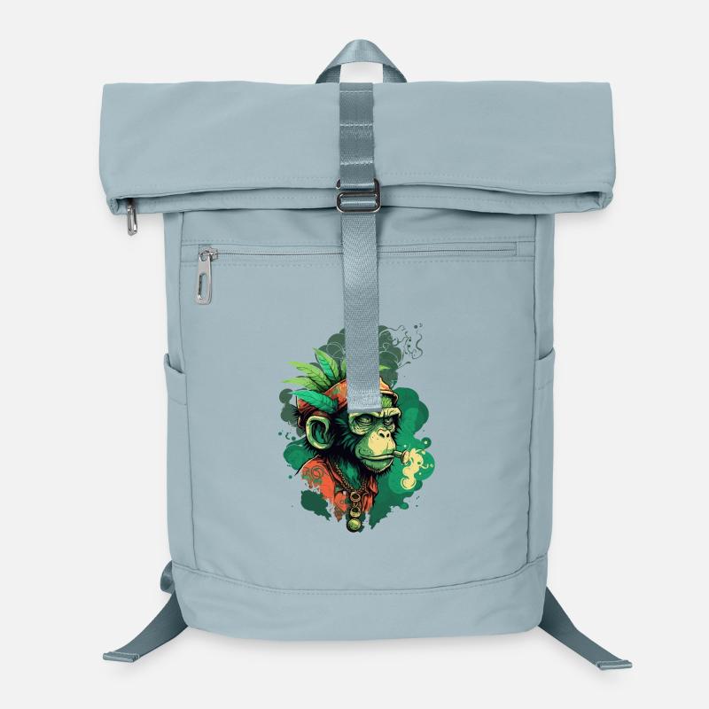 Tête de gorille verte avec ruban de feuille Sac à dos ordinateur