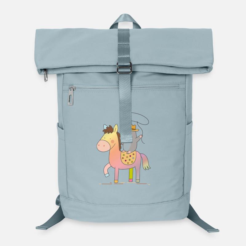 Cheerful mole rides on colorful horse Laptop Backpack