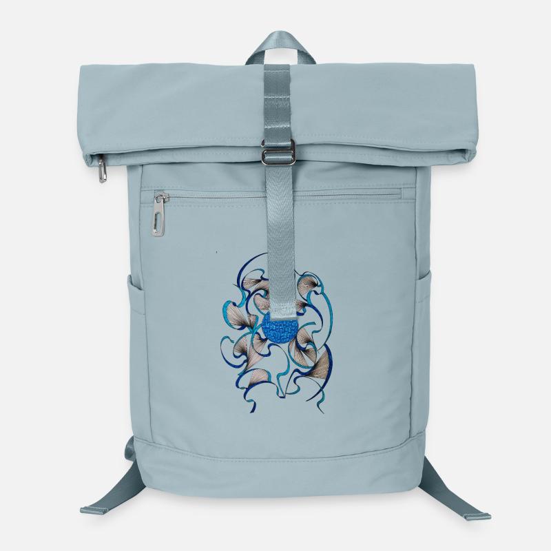 Blaues Wirbelblüten Muster Laptop-Rucksack 