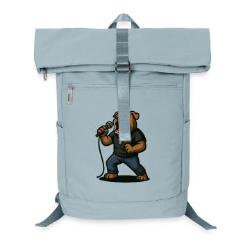 Rock Singer Bulldog with Microphone Art - Laptop Backpack - ice blue - Front