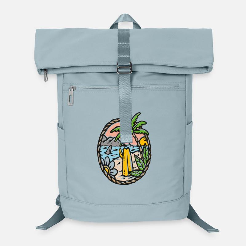Beach Dream Palm Tree Waves Circle Frame Laptop Backpack