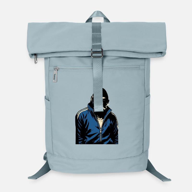 Gorilla im blauen Trainingsanzug raucht eine Zigarre Laptop-Rucksack 