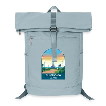 Fukuoka Japan Seaside Tower Travel Poster - Laptop Backpack - ice blue - Front