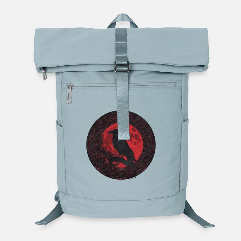 Nachtrabe unter rotem Mond Laptop-Rucksack 