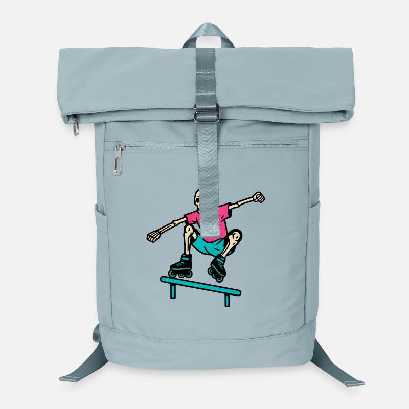 Le squelette néon grince sur les patins à roues alignées Sac à dos ordinateur
