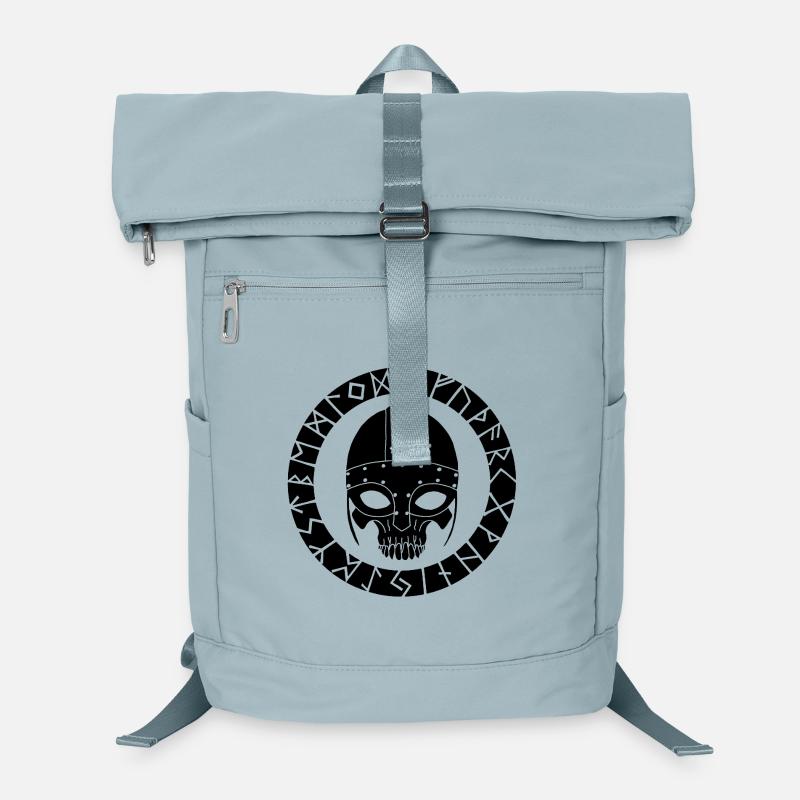 Black skull and Viking runes Laptop Backpack
